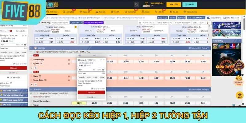 Cách đọc kèo hiệp 1, hiệp 2 tường tận